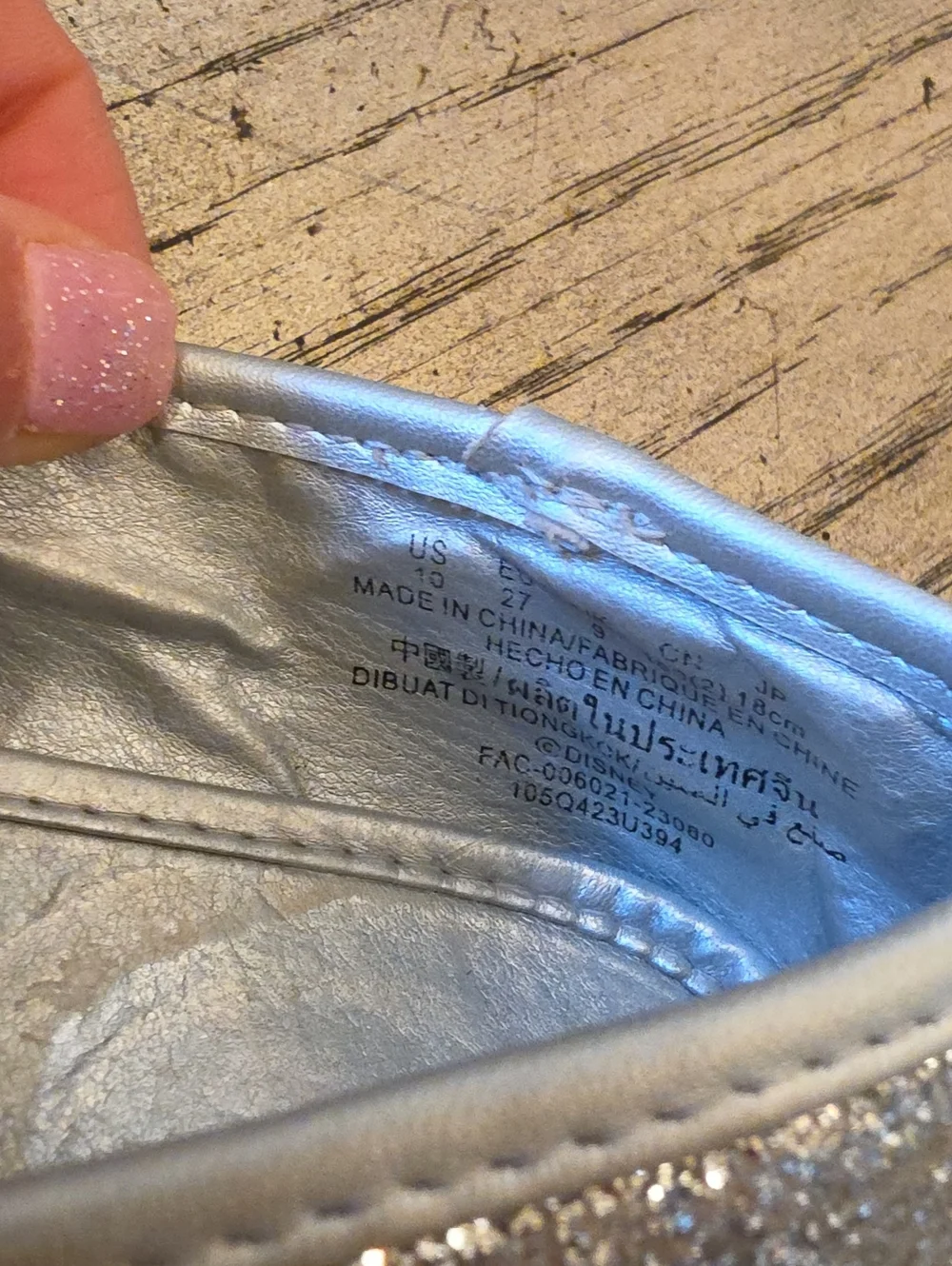 Disney Silver Glitter Mary Jane Flats Size 10